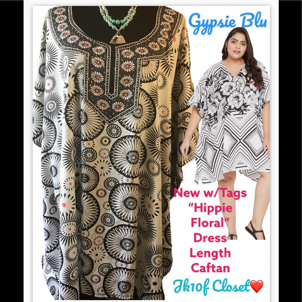 LOWEST🌺 NWT GYPSIE BLU BOHO FLORAL DAISIES COVERUP/ CAFTAN